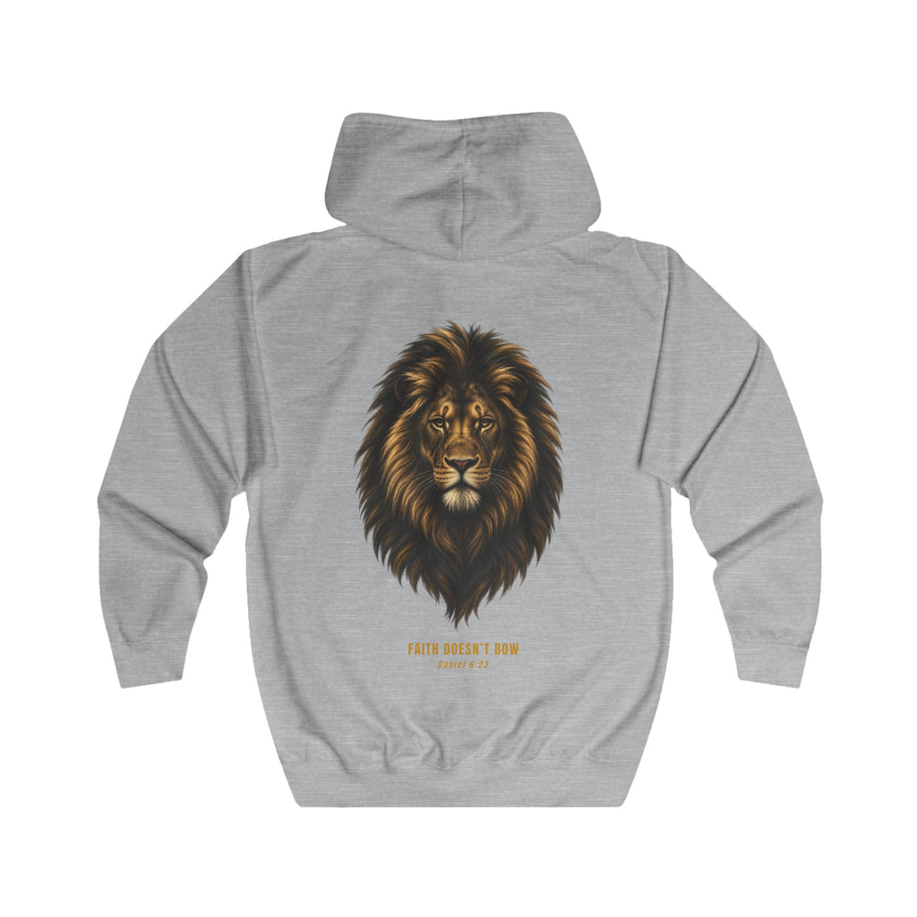 Faith doesn’t bow.  Inspired by Daniel’s unwavering faith in the lions’ den, this hoodie from Daniel Collection 001