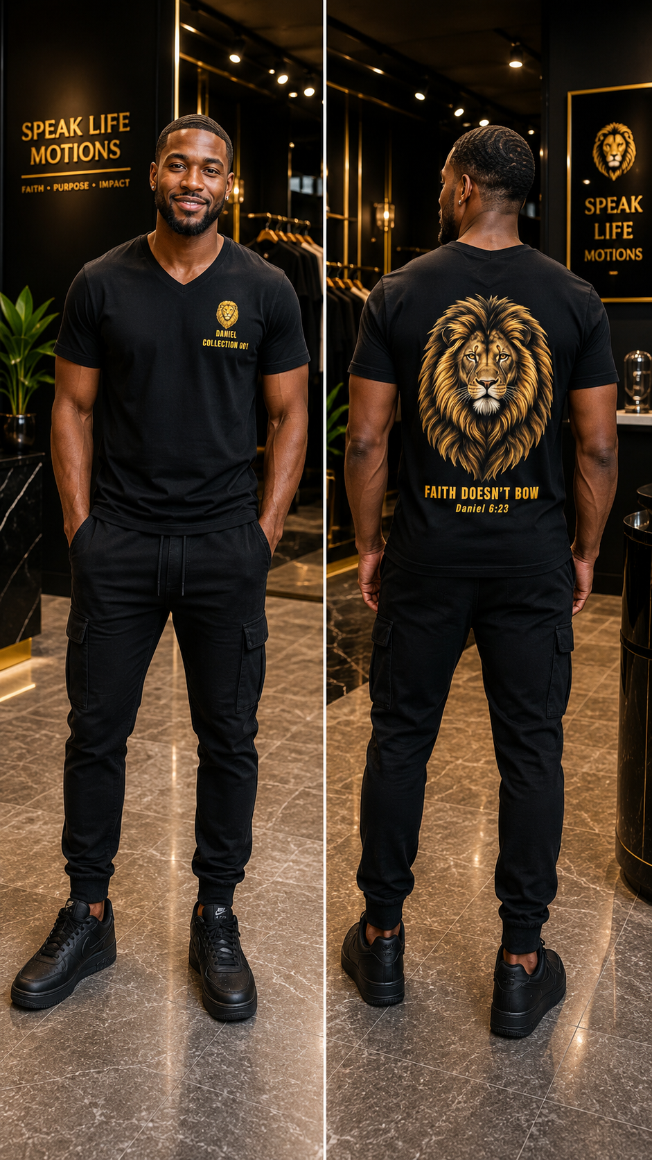 Faith doesn’t bow.  Inspired by Daniel’s unwavering faith in the lions’ den, this hoodie from Daniel Collection 001